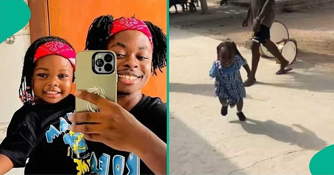 Single father picks up daughter from school Single father picks up daughter from school