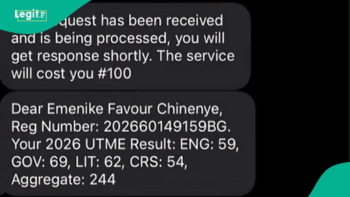 Student shares viral TikTok video of checking JAMB 2026 result after delay, celebrating aggregate score of 244 and planning to study Theatre Arts