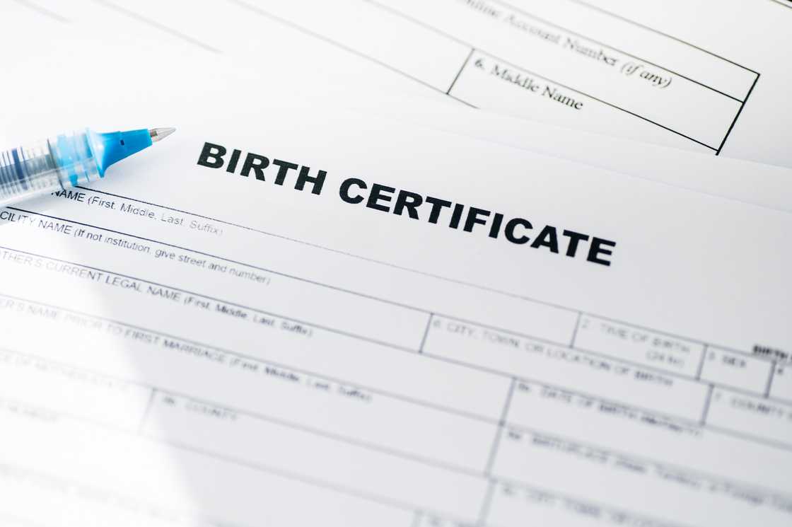 A birth certificate document