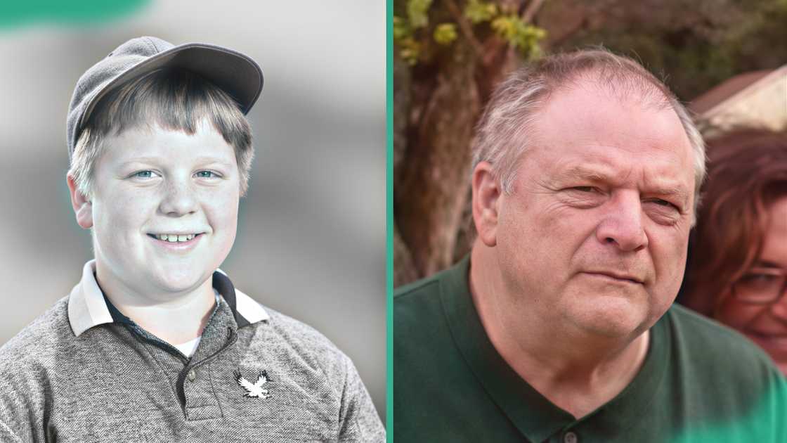 Robert 'Rusty' Stevens childhood studio portrait and looks toward the camera