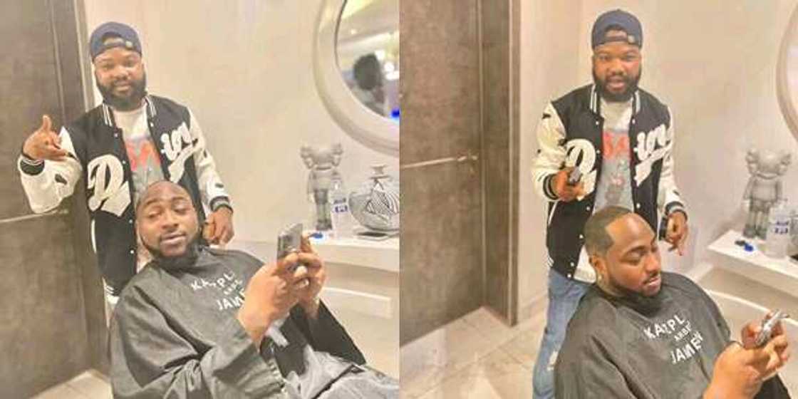 Nigerian barber who gave Davido OBO a haircut in Lagos celebrates in grand style Nigerian barber who gave Davido OBO a haircut in Lagos celebrates in grand style