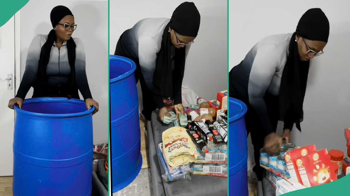 Lady sends food to her family in Nigeria. Lady sends food to her family in Nigeria.