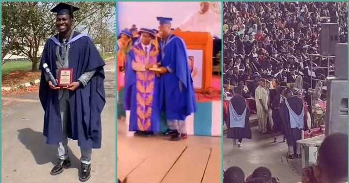 Man celebrated in school for emerging best graduating student Man celebrated in school for emerging best graduating student
