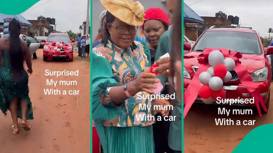 Nigerian lady gifts her mother a car.