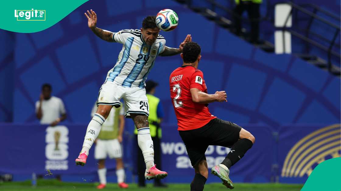 Enzo Fernandez, Yasser Ibrahim, Argentina, Egypt, 2026 FIFA World Cup. Enzo Fernandez, Yasser Ibrahim, Argentina, Egypt, 2026 FIFA World Cup.