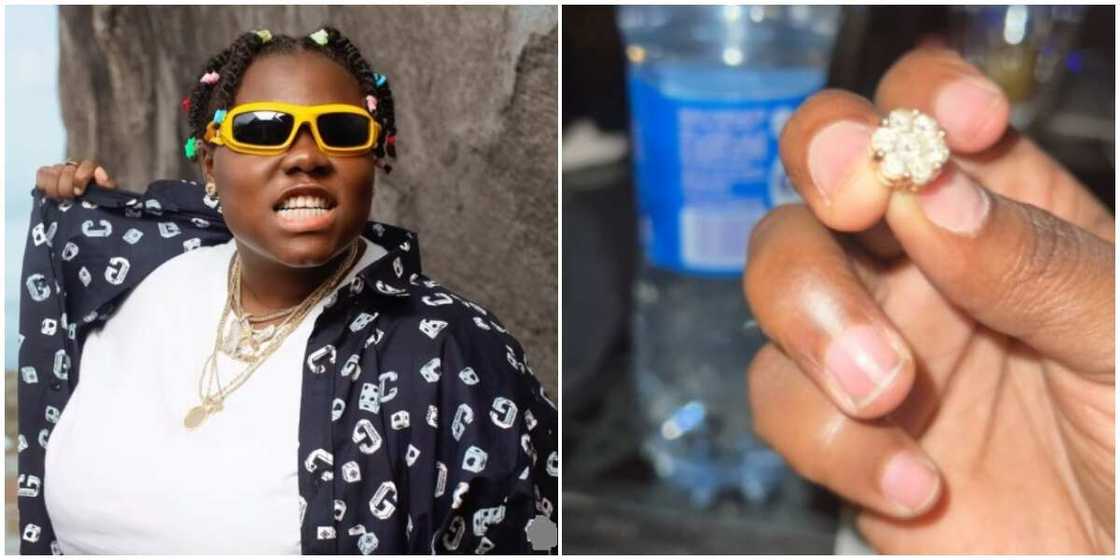 Photos of Teni and her earring. Photos of Teni and her earring.