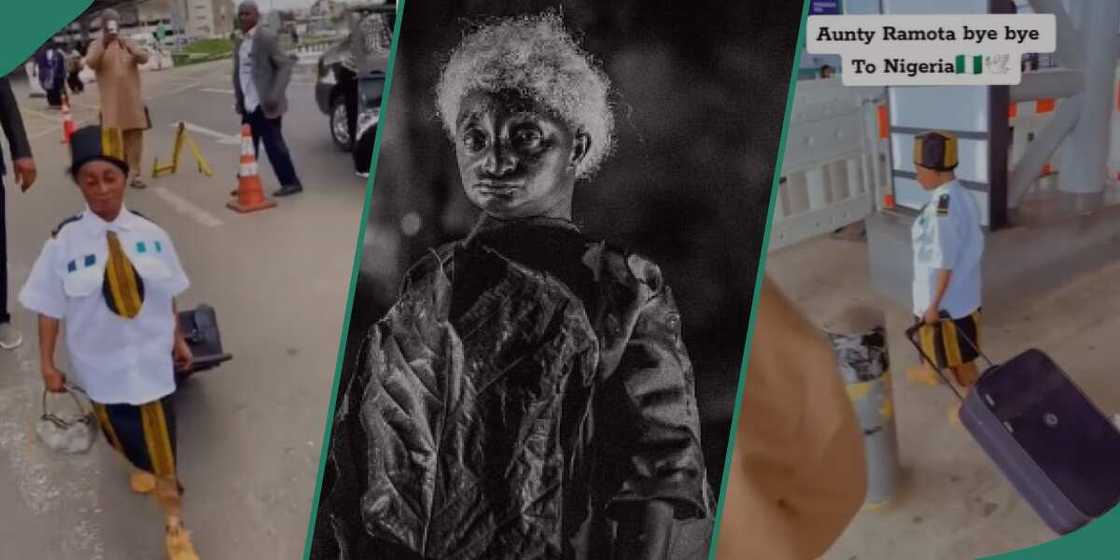 Aunty Ramota shares video of her at the airport. Aunty Ramota shares video of her at the airport.
