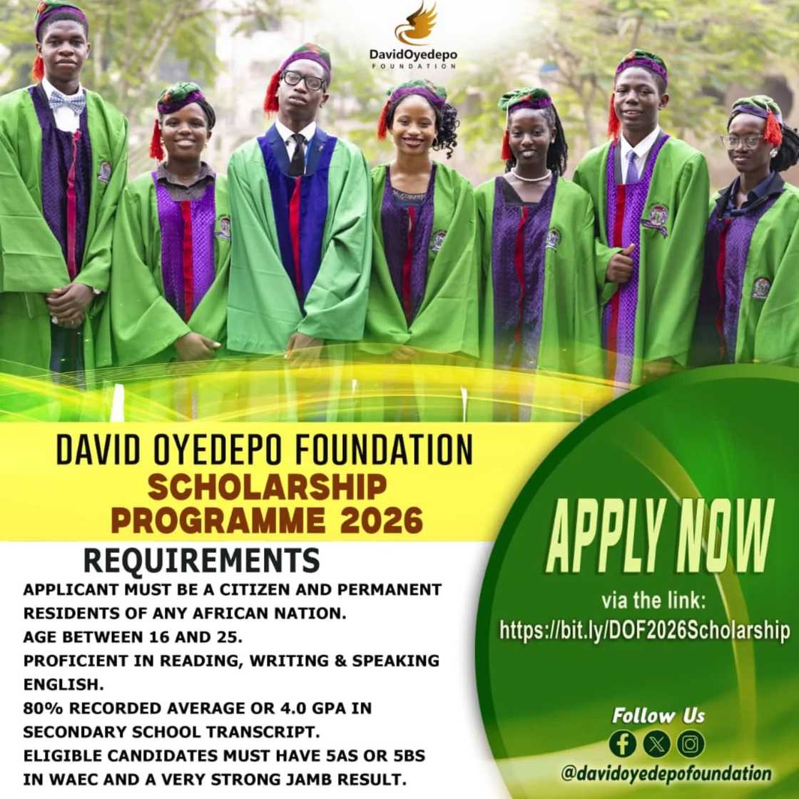 David Oyedepo Foundation (DOF) Scholarship