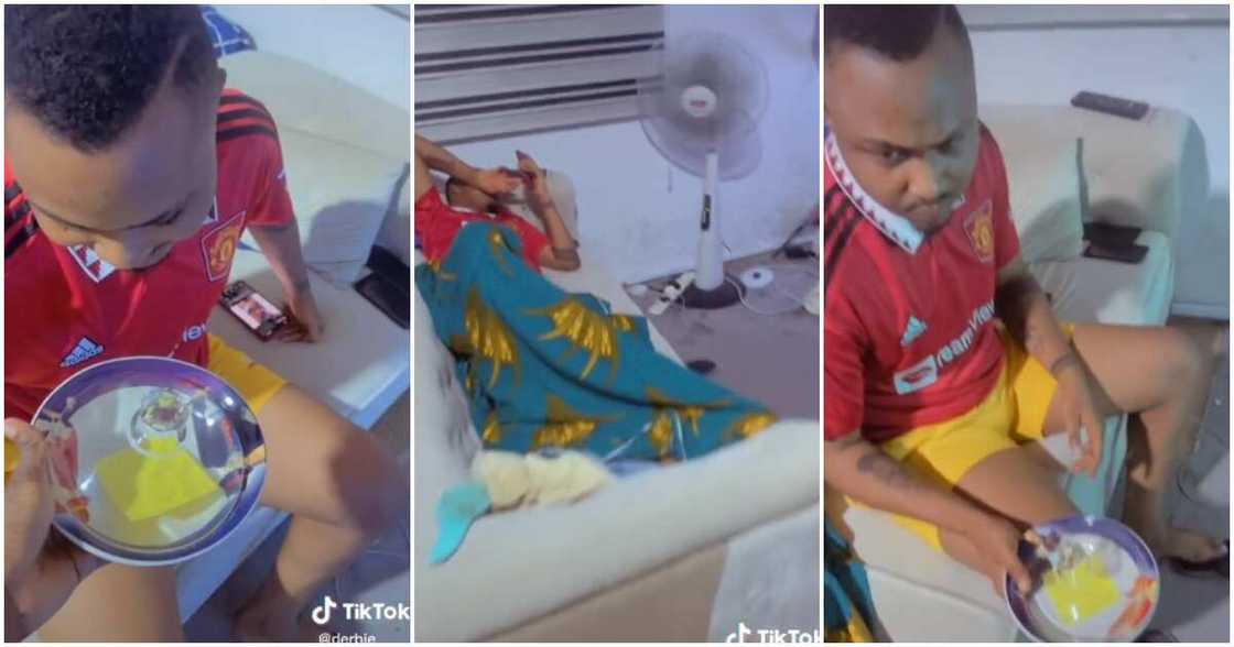 Wife, Nigerian lady, serves husband, empty plate, kitchen Wife, Nigerian lady, serves husband, empty plate, kitchen