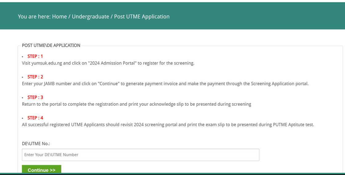 Yusuf Maitama Sule University application steps