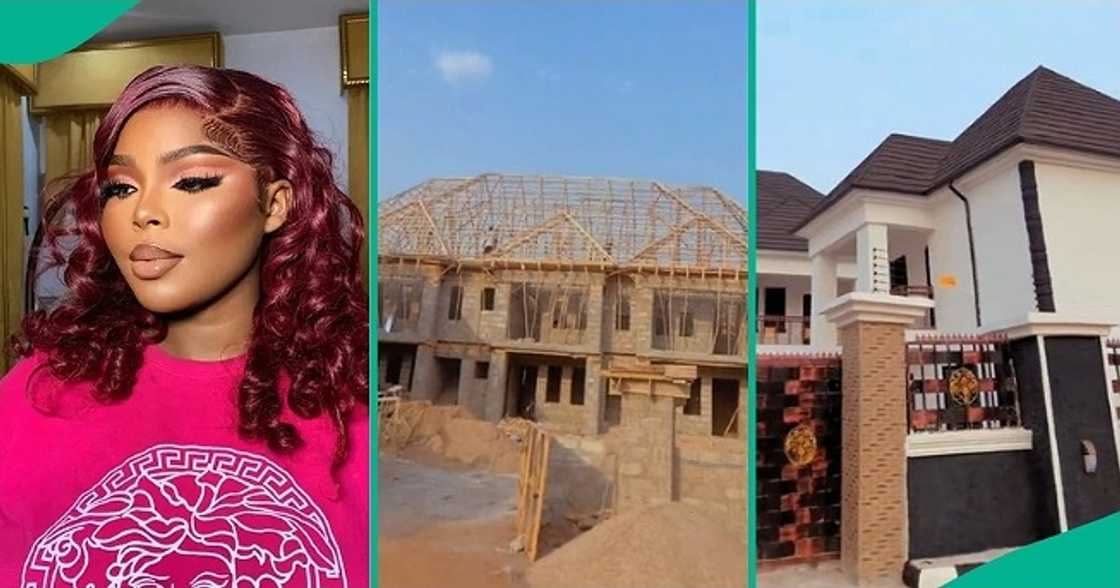 Nigerian woman shows off her man's building project Nigerian woman shows off her man's building project