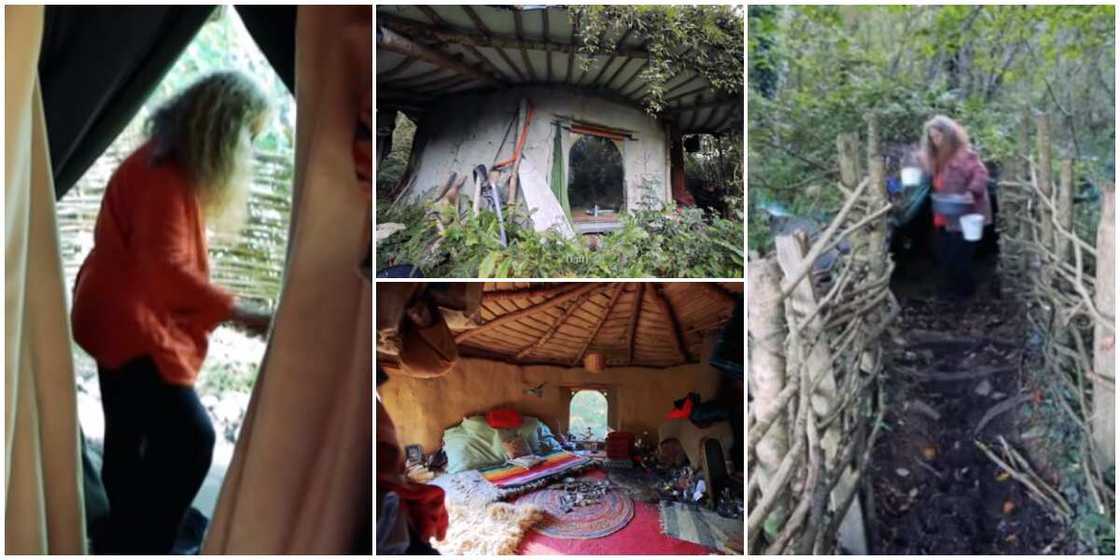 Video shows inside tiny hut lady has lived in for 20 years with no electricity, running water and internet