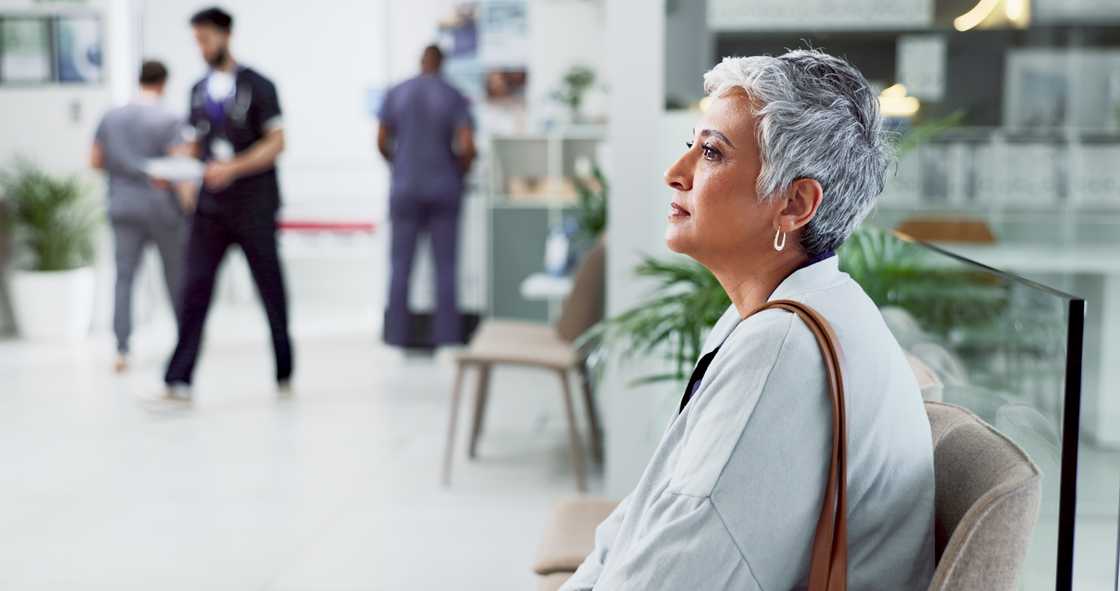 A woman awaiting check up in clinic