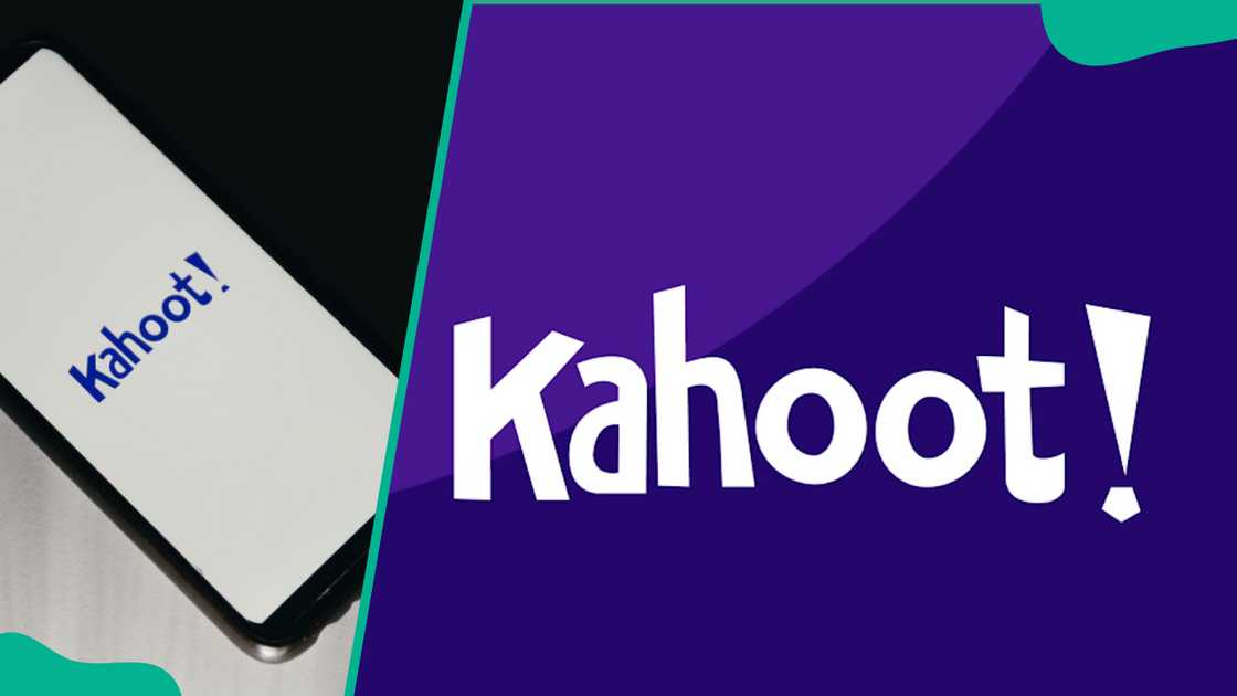 A smartphone showcasing Kahoot logo (L). The Kahoot logo (R)