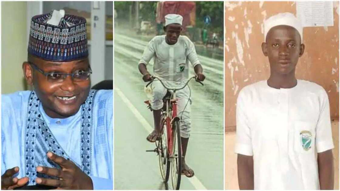 Dalibin da ke zuwa makaranta a kan keke duk ruwa duk iska ya samu tallafin mutanen kirki Dalibin da ke zuwa makaranta a kan keke duk ruwa duk iska ya samu tallafin mutanen kirki