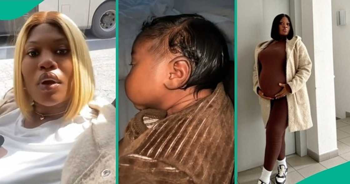 Nigerian mum shows off baby's hair Nigerian mum shows off baby's hair