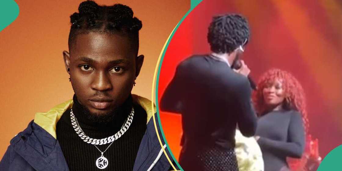 Omah Lay performs in Germany with female dancer. Omah Lay performs in Germany with female dancer.