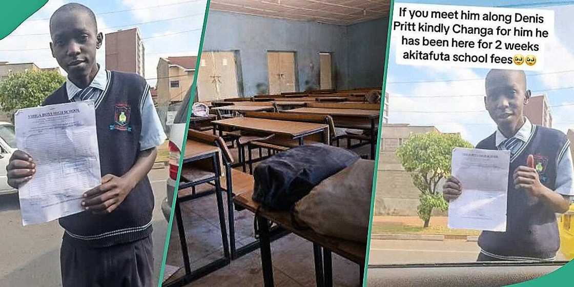 Secondary school student begs for assistance in traffic Secondary school student begs for assistance in traffic