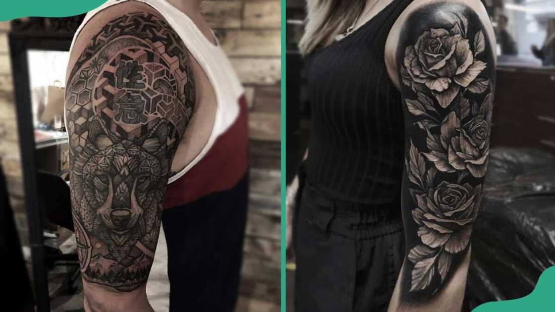Blackwork half-sleeve tattoos Blackwork half-sleeve tattoos