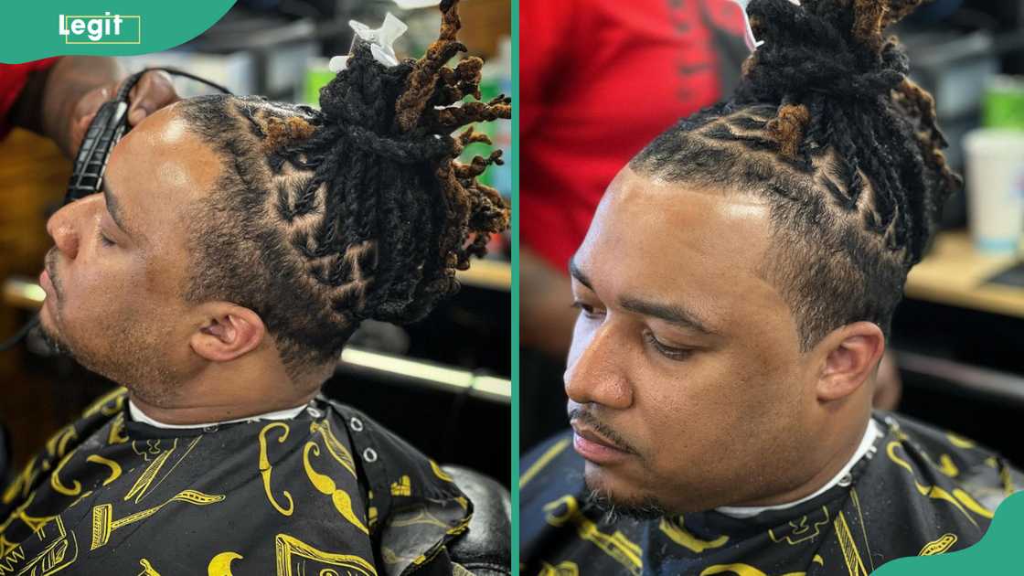 Styled locs with an undercut Styled locs with an undercut
