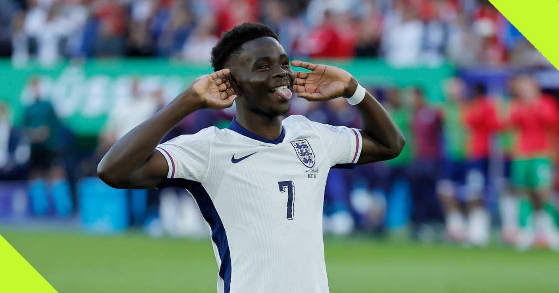 Bukayo Saka playing for England at Euro 2024. Bukayo Saka playing for England at Euro 2024.