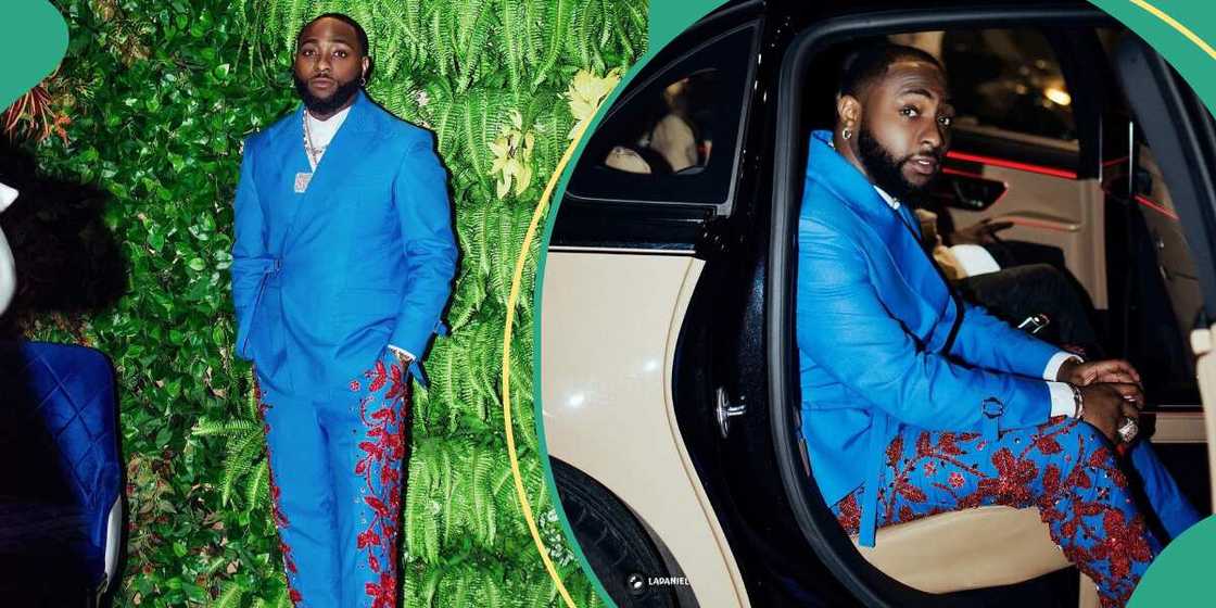 Davido's expensive hand-stitched blue suit trends Davido's expensive hand-stitched blue suit trends