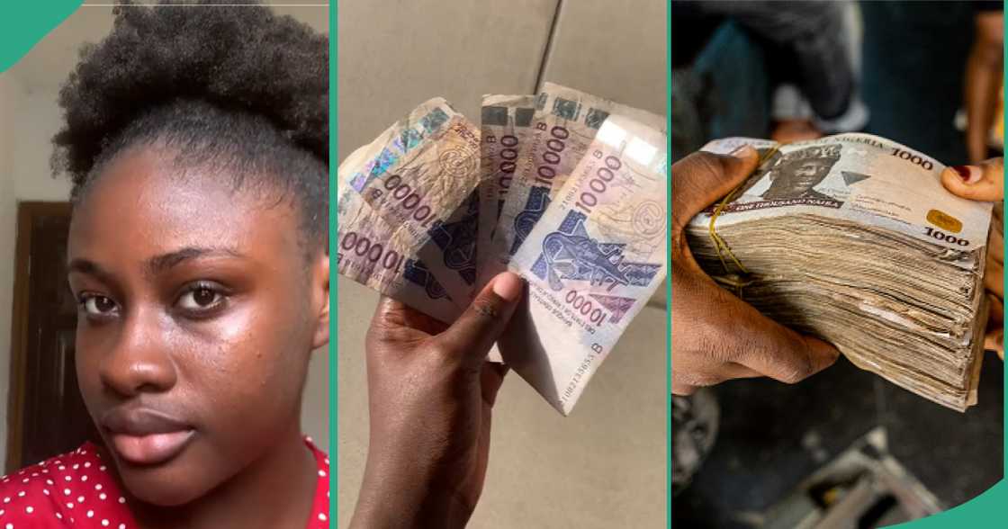 Lady in Benin Republic shows CFA currency. Lady in Benin Republic shows CFA currency.