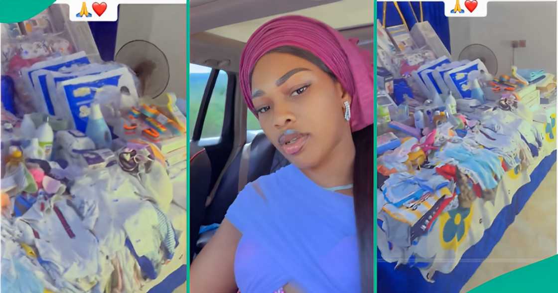 Pregnant woman displays baby things worth N2.2m bought by her husband Pregnant woman displays baby things worth N2.2m bought by her husband