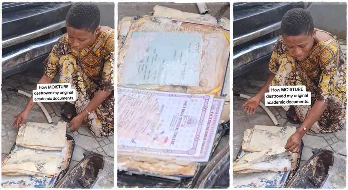 Photos of Simbi, a lady whose documents were destroyed by moisture. Photos of Simbi, a lady whose documents were destroyed by moisture.