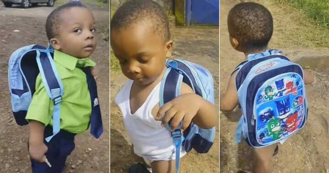 Dad cries out as son returns from school in only singlet