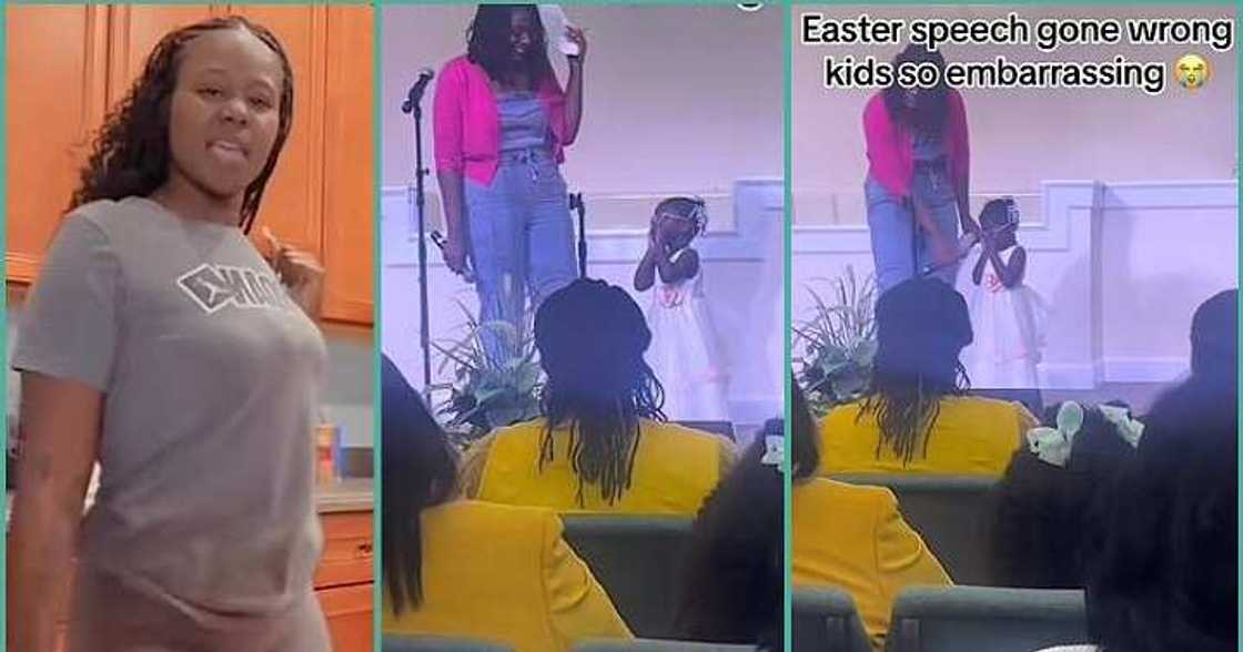 Little girl announces her hunger on stage Little girl announces her hunger on stage