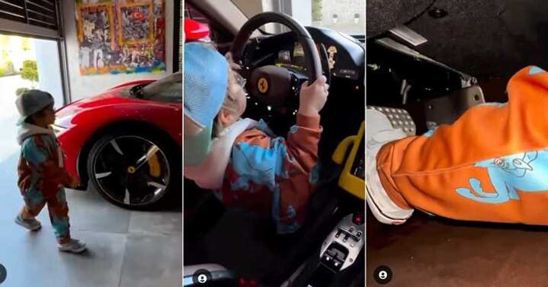 3-year-old boy parks parents' Ferrari, smart kid 3-year-old boy parks parents' Ferrari, smart kid
