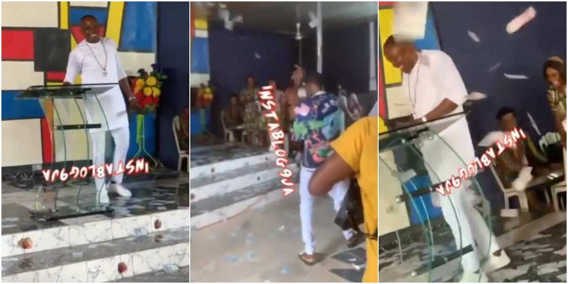 Church members made money rain on their pastor's birthday