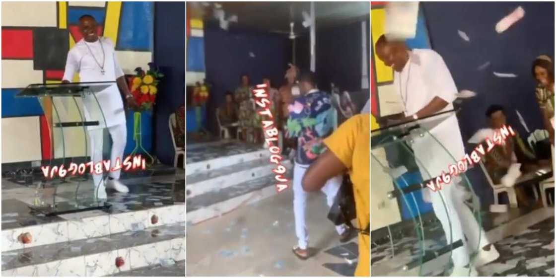 Church members made money rain on their pastor's birthday Church members made money rain on their pastor's birthday
