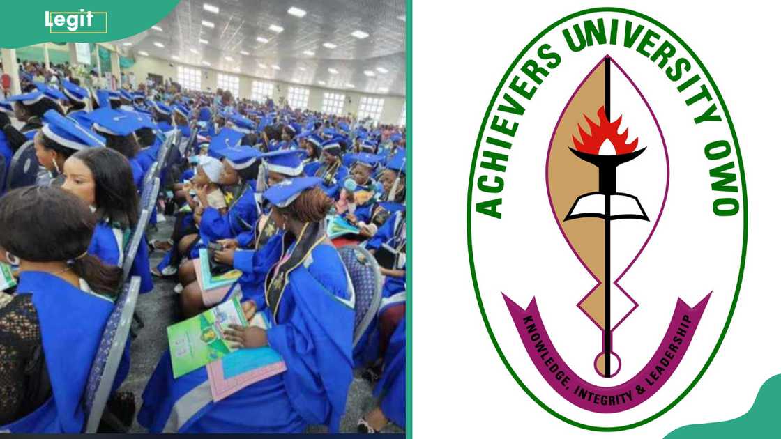 Achievers University graduates (L), Achievers University logo (R) Achievers University graduates (L), Achievers University logo (R)