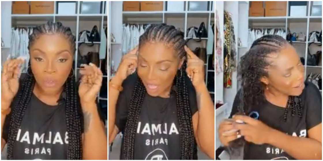I can't think straight: Laura Ikeji cries out as she yanks off headache inducing braids after 4 hours I can't think straight: Laura Ikeji cries out as she yanks off headache inducing braids after 4 hours