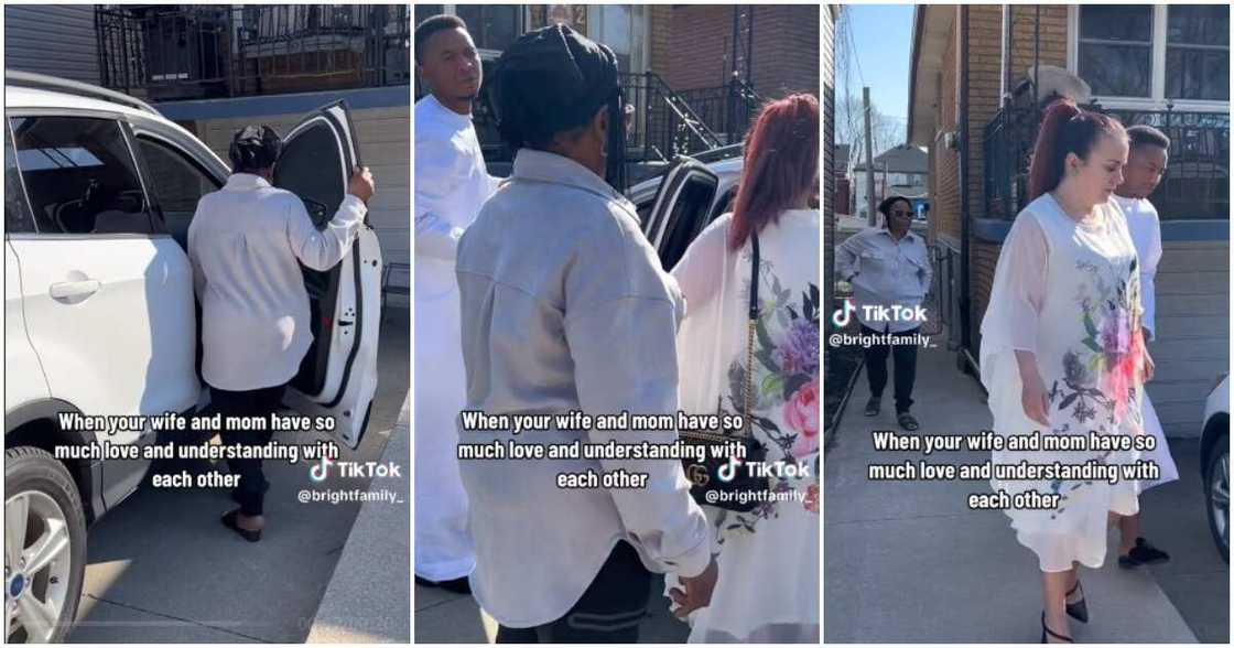 Uwar miji da sukarta wajen shiga mota Uwar miji da sukarta wajen shiga mota