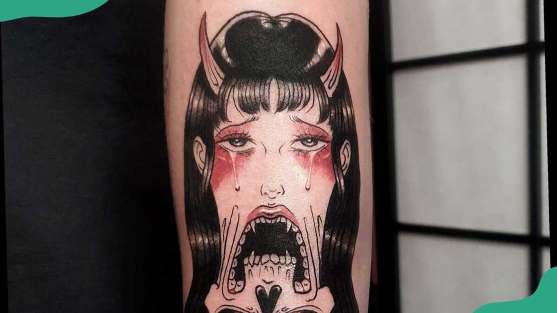 Crying succubus blackwork Crying succubus blackwork