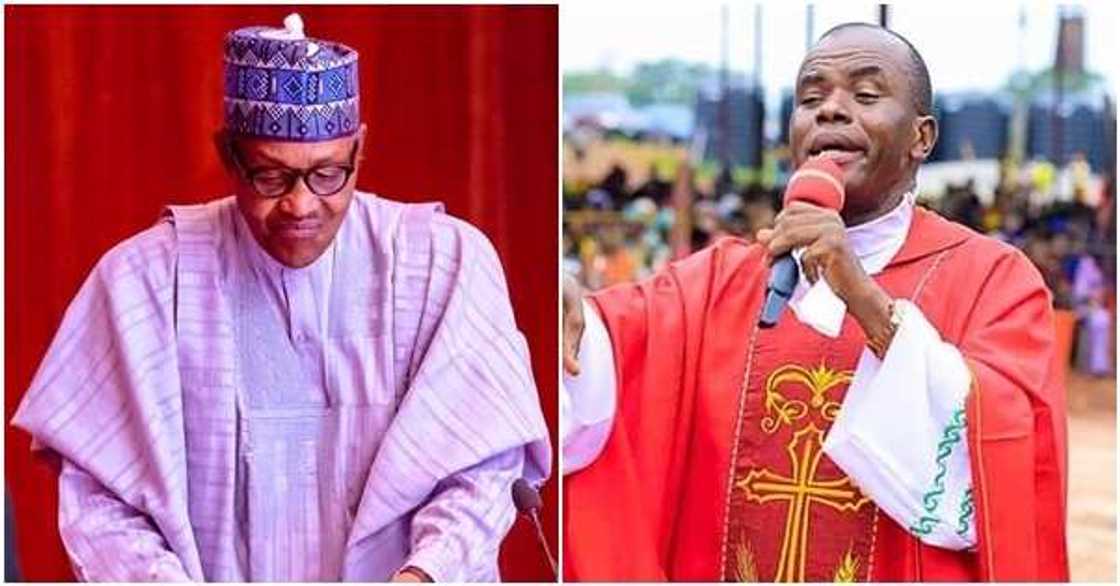 Holy scandal as presidency reveals how Father Mbaka allegedly begged Buhari for contracts Holy scandal as presidency reveals how Father Mbaka allegedly begged Buhari for contracts