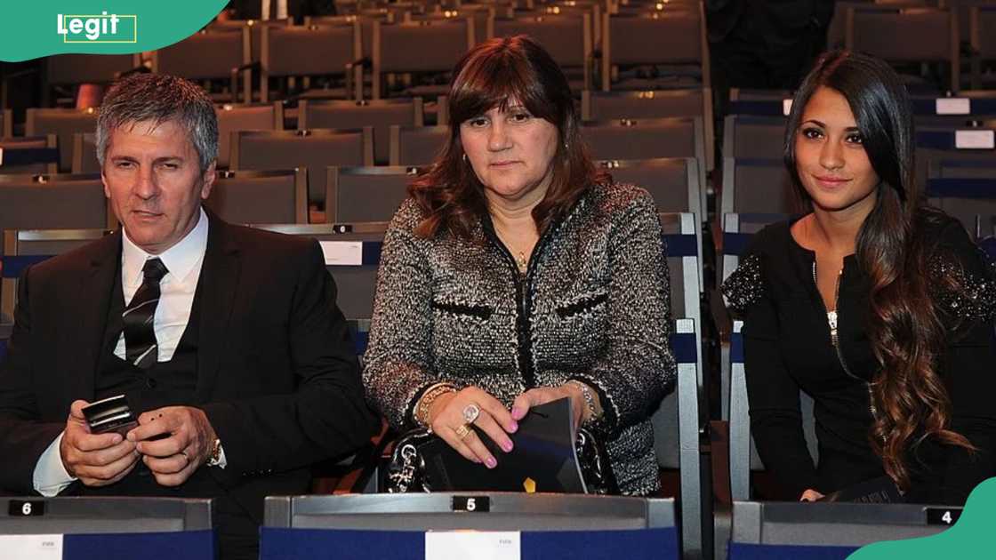 Argentina's Lionel Messi's parents and sister Antonella at the Kongresshaus in Zurich