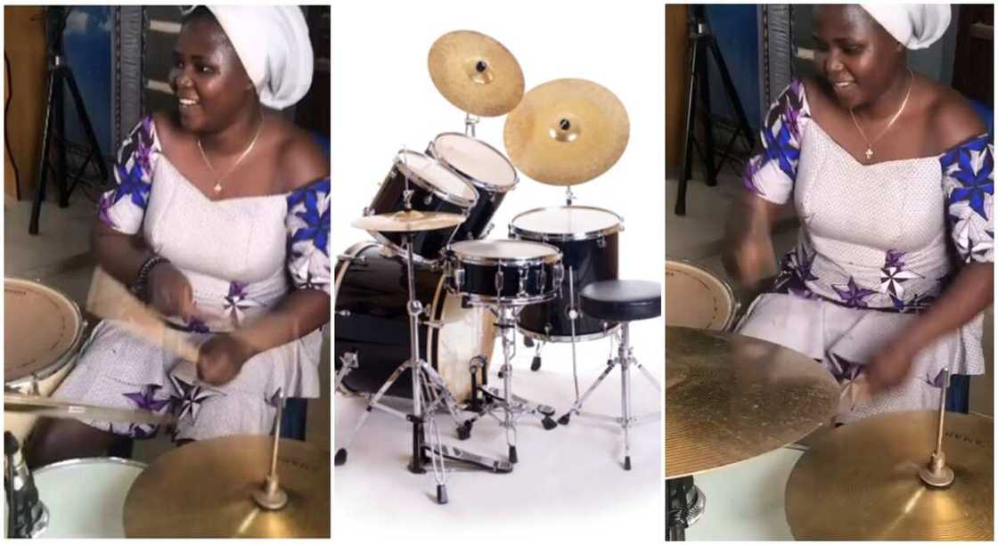 Female drummer seen performing wonders in church thought to be in Nigeria. Female drummer seen performing wonders in church thought to be in Nigeria.