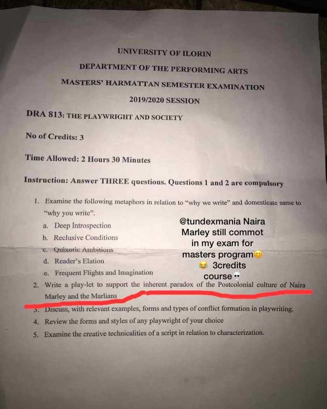 Naira Marley and Marlians featured as compulsory question in UNILORIN exam Naira Marley and Marlians featured as compulsory question in UNILORIN exam
