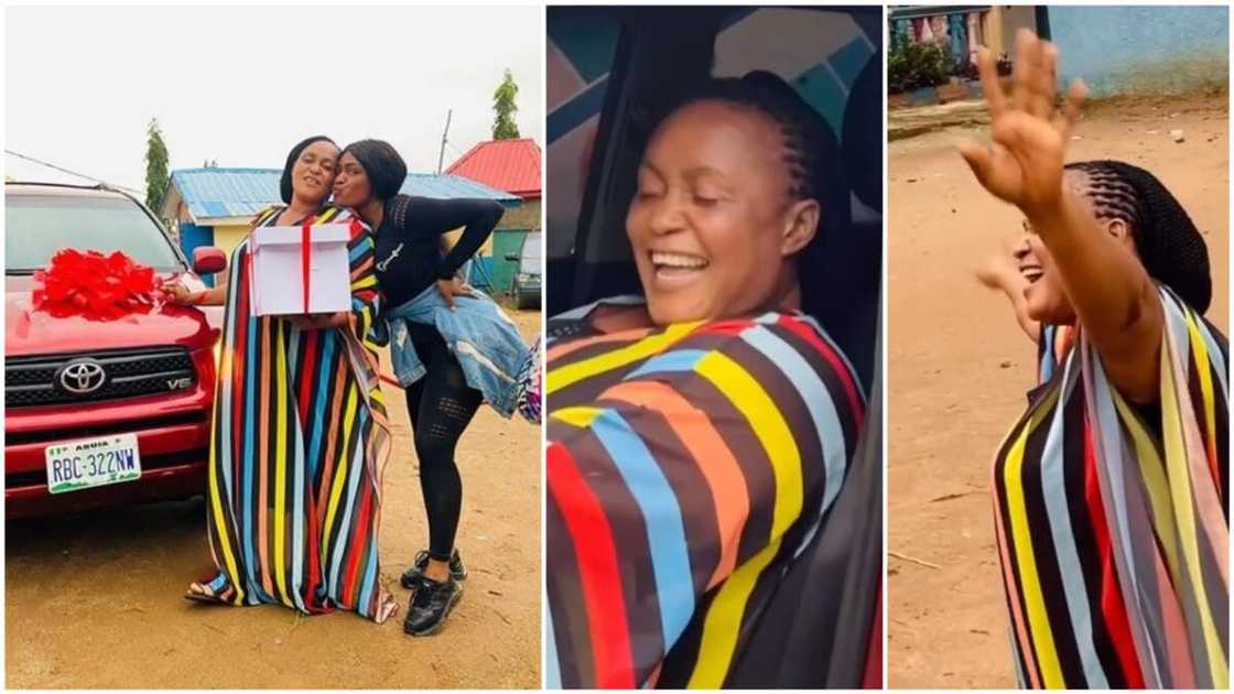 A collage of the woman as she received the gift. Photo source: Instagram/Sandra Desmond