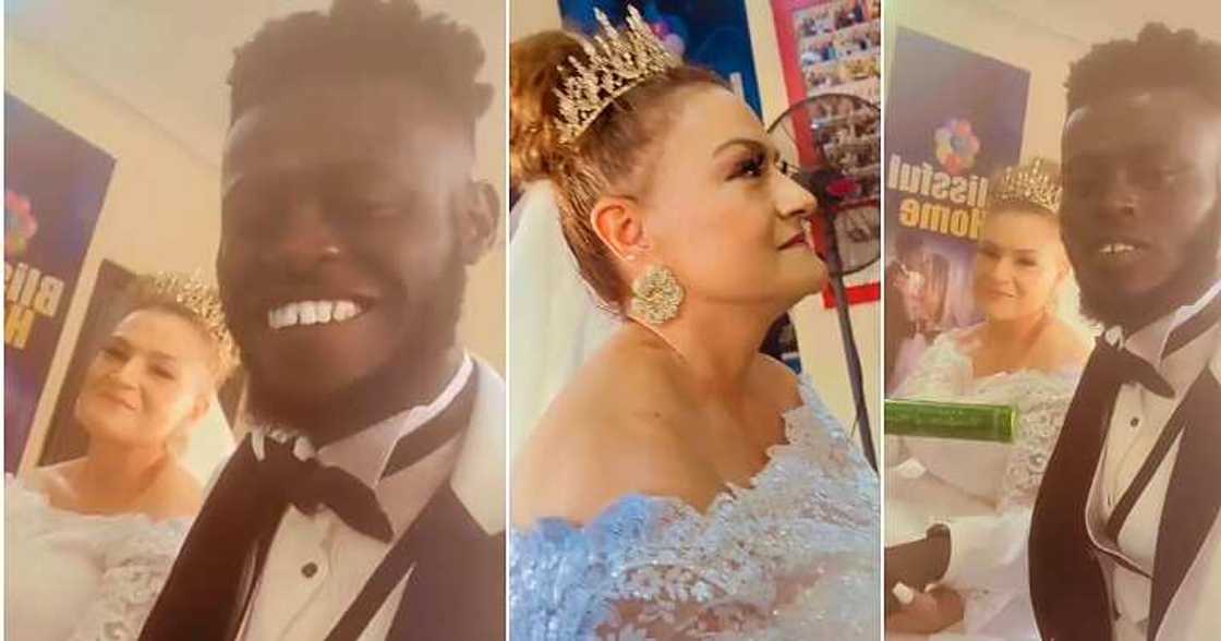 Oyinbo woman weds Nigerian lover, flies down to Nigeria, sweet couple Oyinbo woman weds Nigerian lover, flies down to Nigeria, sweet couple