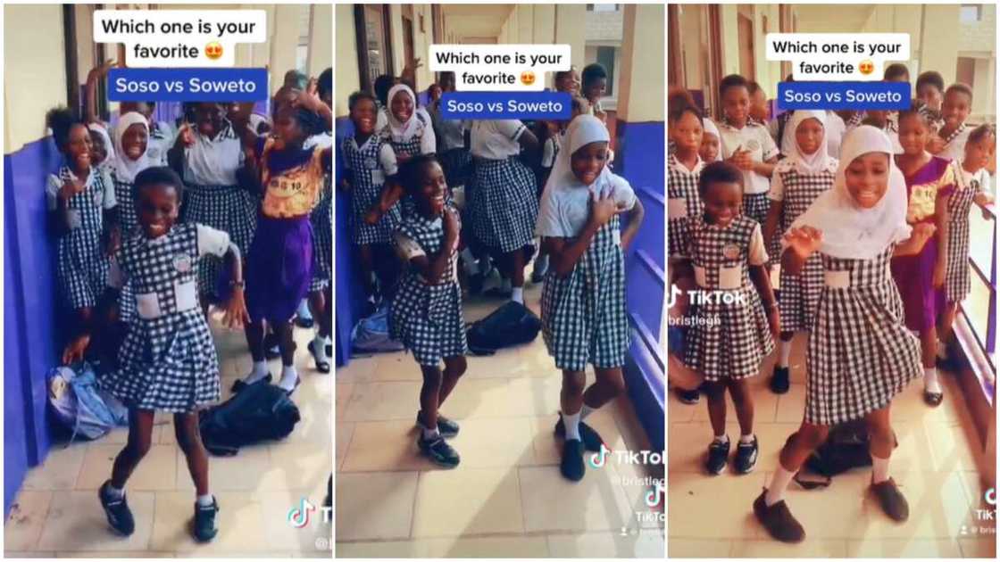 Kids in school uniforms/girls danced to Soweto. Kids in school uniforms/girls danced to Soweto.