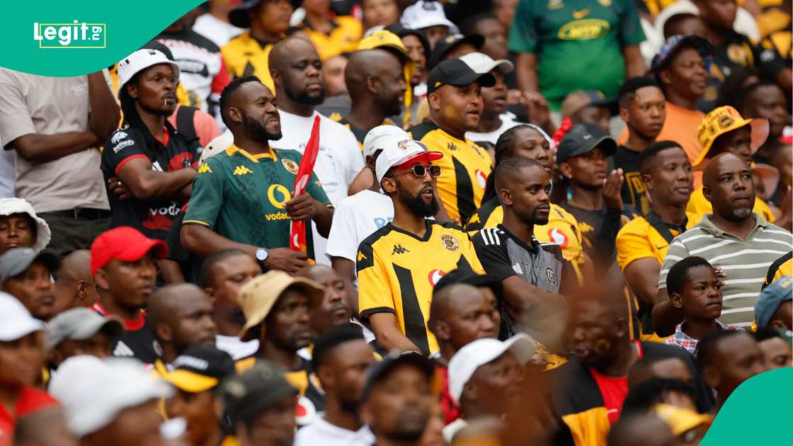 South African football fans during a PSL match. South African football fans during a PSL match.