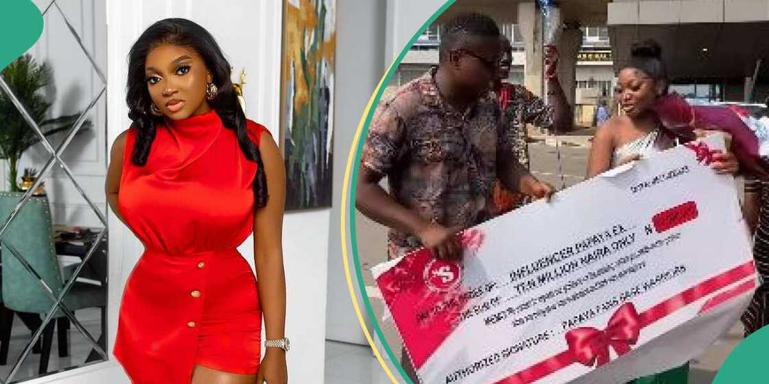 Papaya Ex gets N10million, money bouquet from fans after returning to Nigeria. Papaya Ex gets N10million, money bouquet from fans after returning to Nigeria.