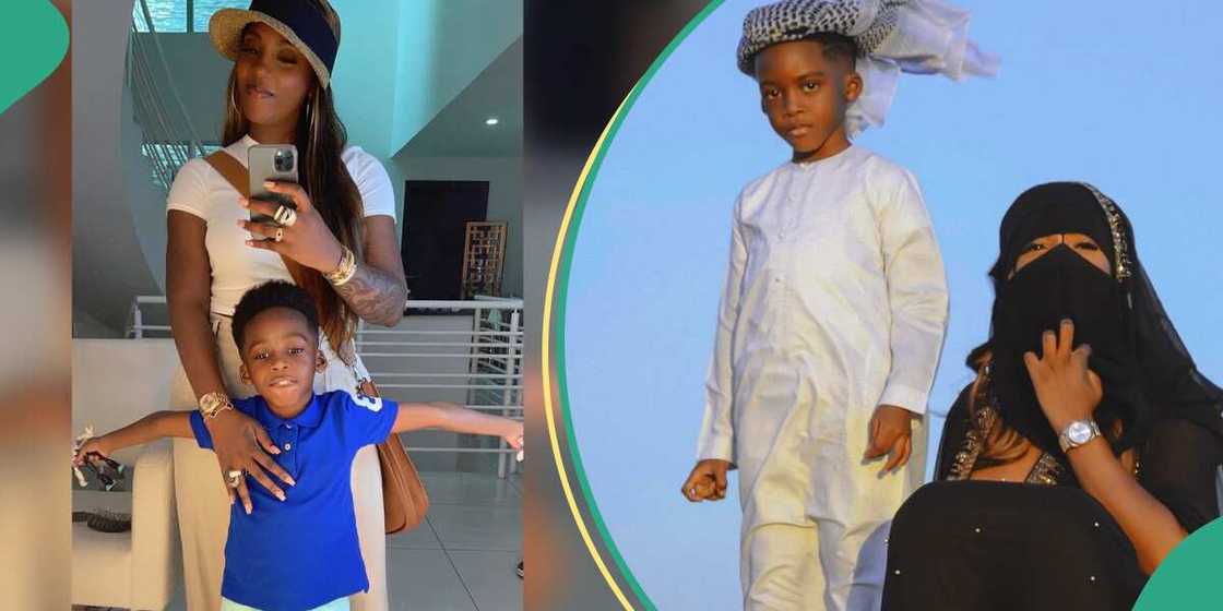 Tiwa Savage sprays dollars on son in adorable video.