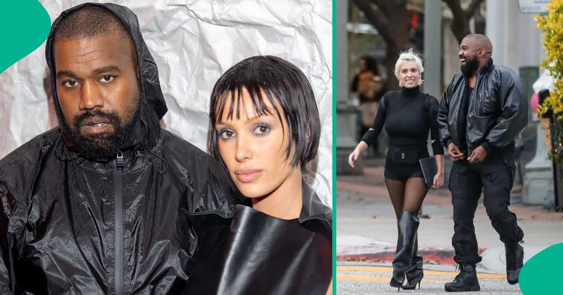 Kanye West and wife on the road. Kanye West and wife on the road.