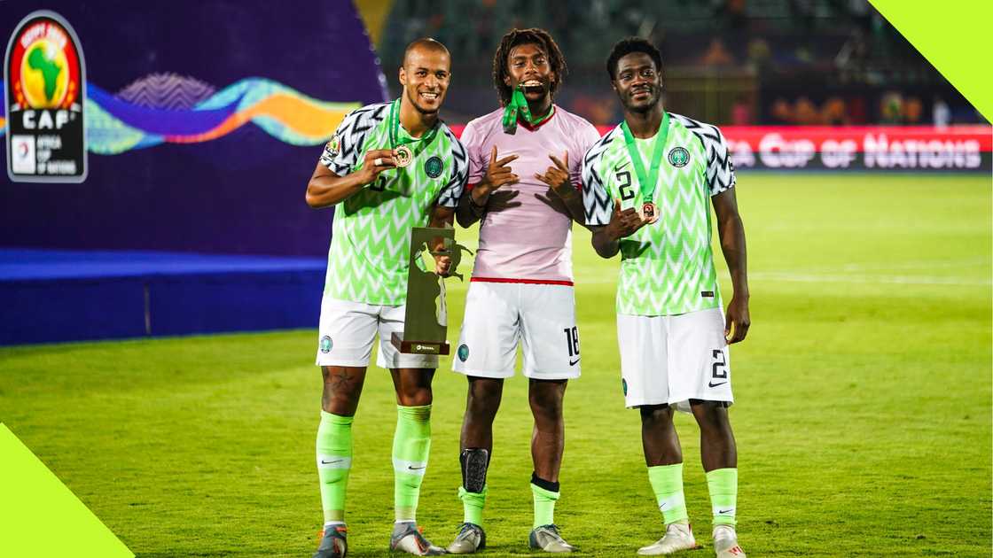 William Troost-Ekong, Alex Iwobi, Ola Aina, Super Eagles, Nigeria, AFCON 2019, Al Salam Stadium, Cairo, Egypt. William Troost-Ekong, Alex Iwobi, Ola Aina, Super Eagles, Nigeria, AFCON 2019, Al Salam Stadium, Cairo, Egypt.